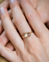 Green Sapphire Gusher Ring on model.