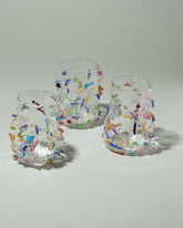 Stover Glass Cane Cups on light color background.