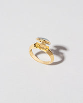 Secret Ring set Cortez Mabe Pearl showing 'Secret' engraving on light color background.