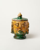 Apotropaia Lidded Head Jar One on light color background.