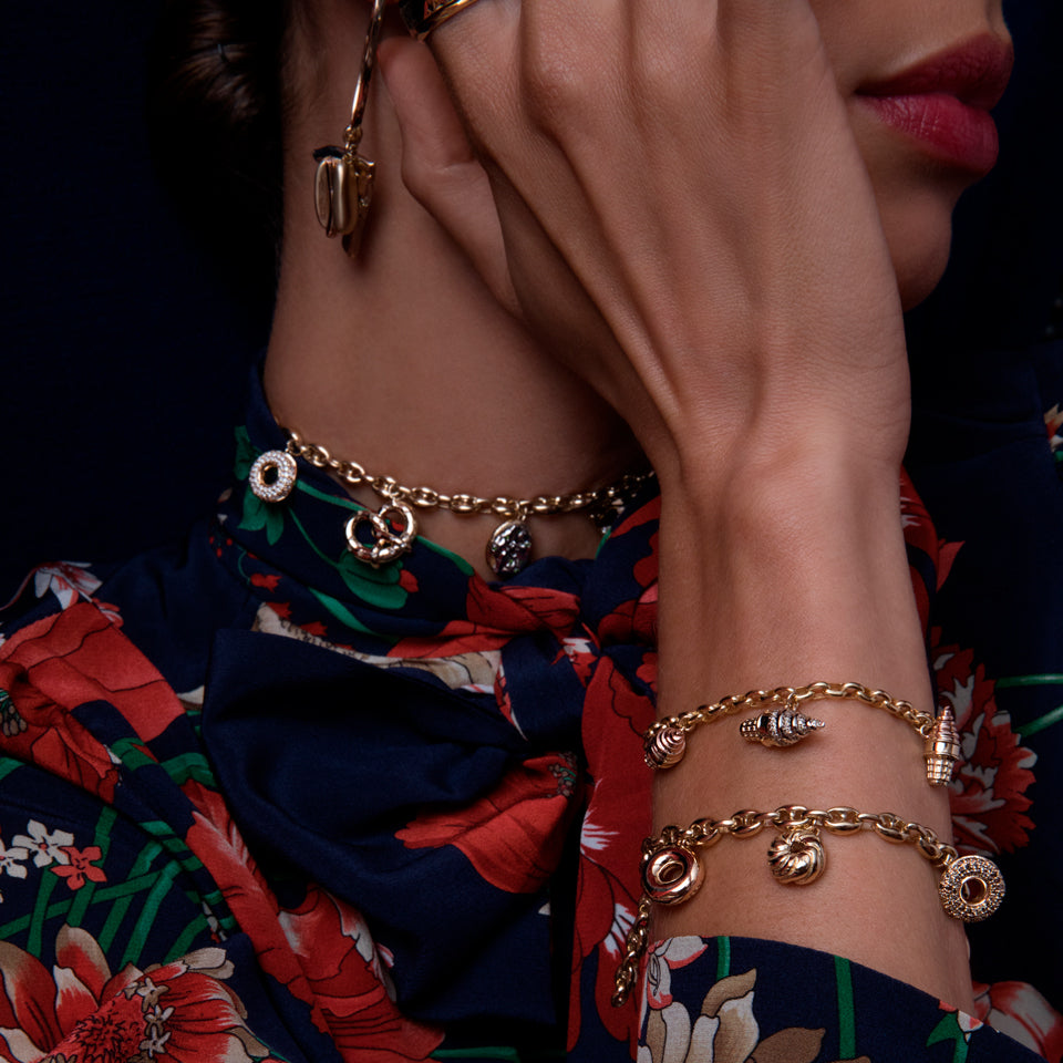 Hotdog Charm on model.