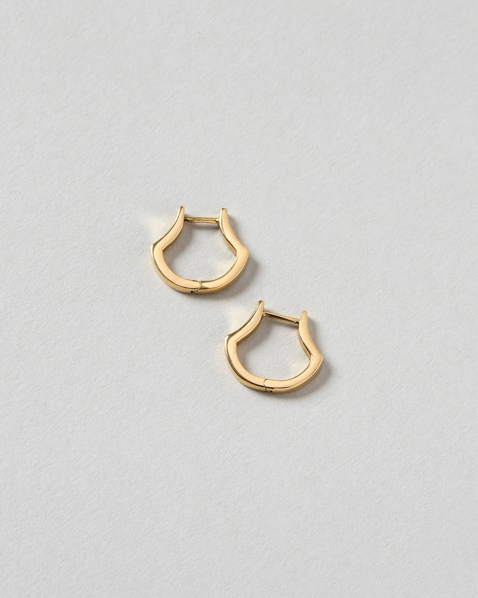 Madrone Flower Bud Hoop Earrings on light color background.