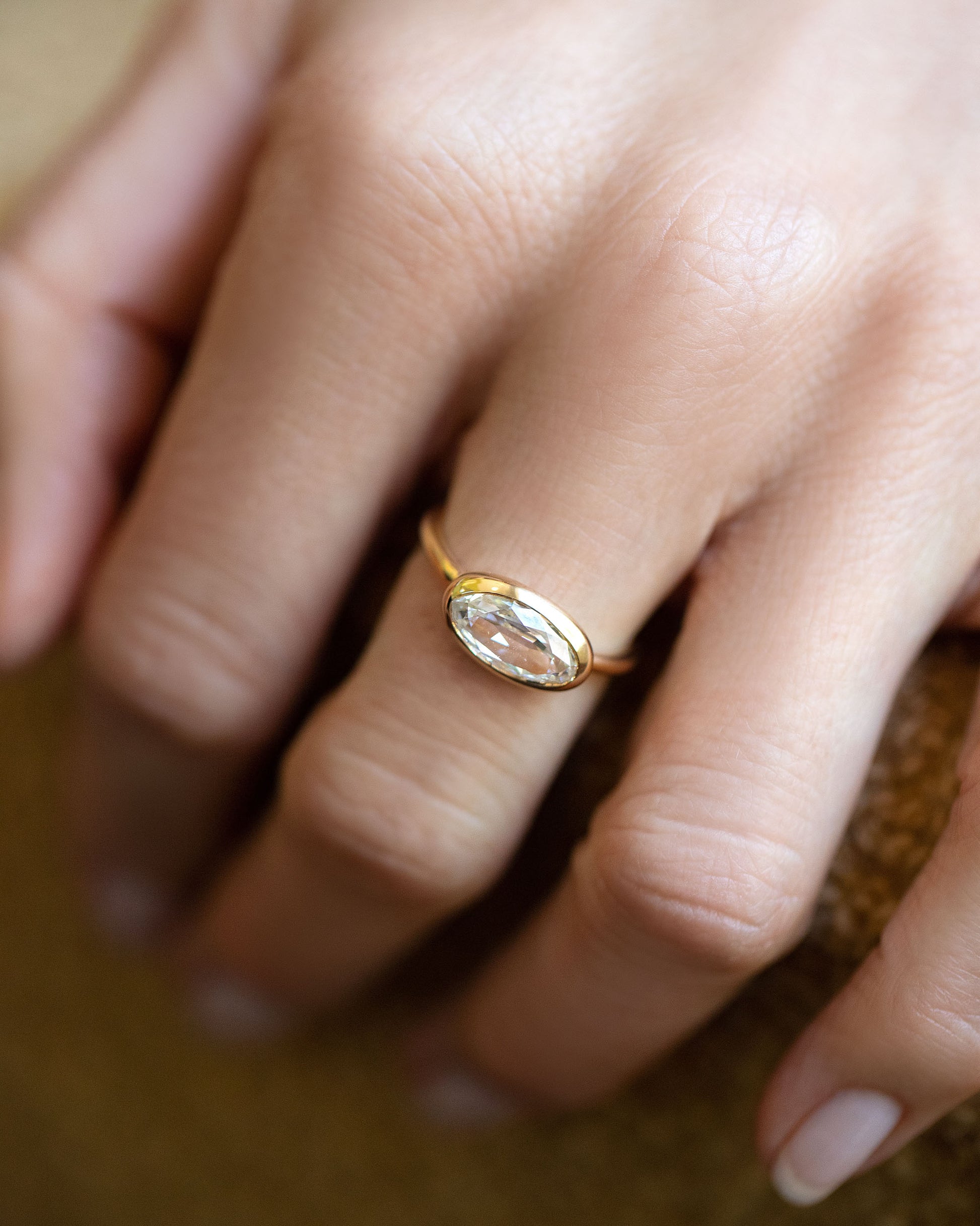 Gusher Diamond Ring 019 on model.