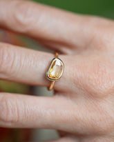Yellow Sapphire Gusher Ring on model.
