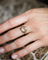 Green Sapphire Gusher Ring on model.