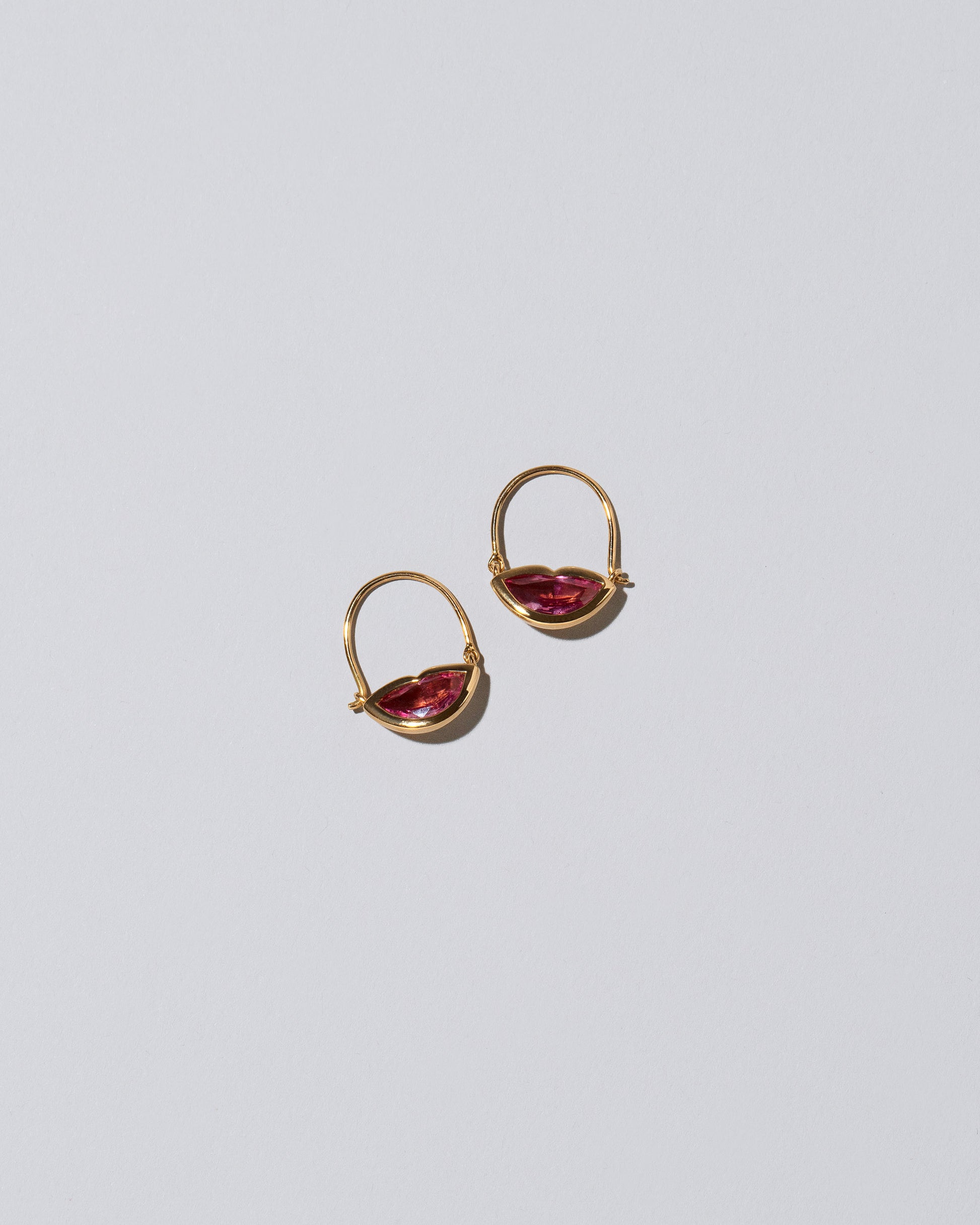 Bisous Hoop Earrings on light color background.