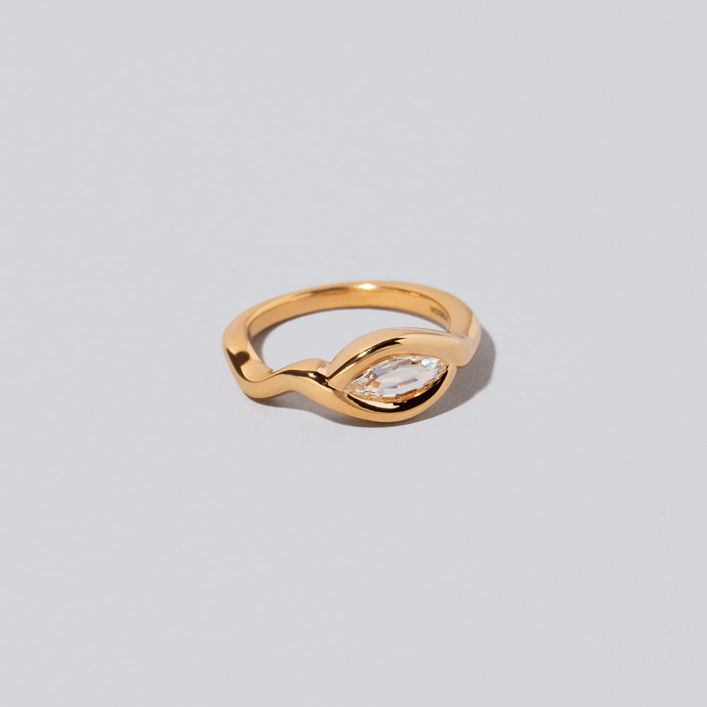 product_details::Closeup details of the Crimp It Ring on light color background.