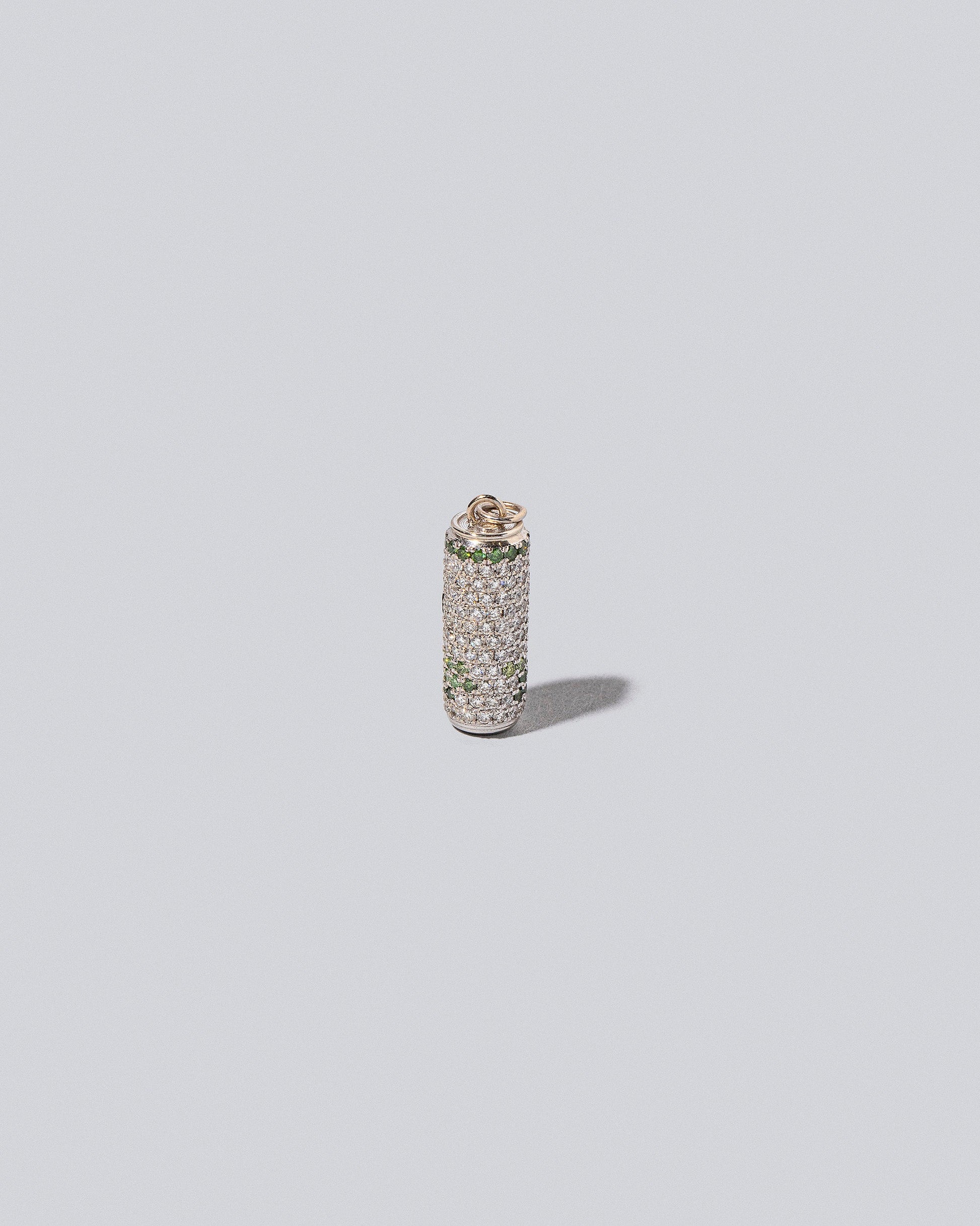 Aluminum Can Charm - White Paws on light color background.