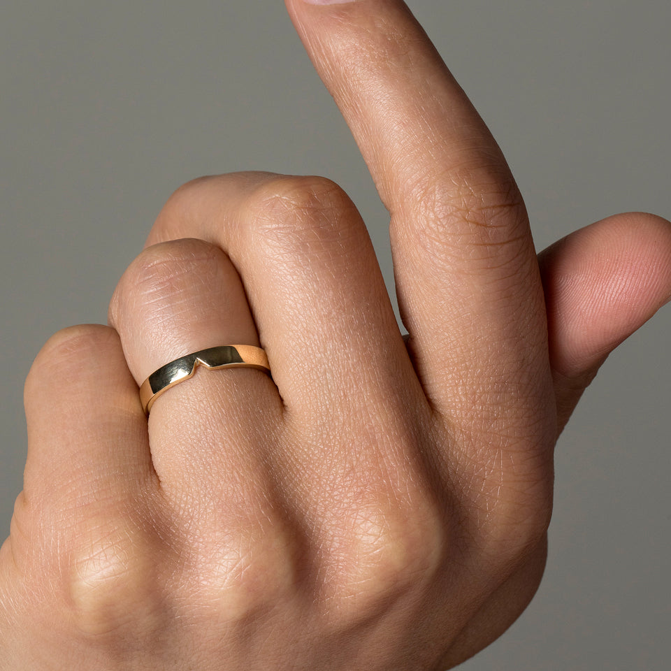 product_details::Triangle Notch Band - 5mm on model.