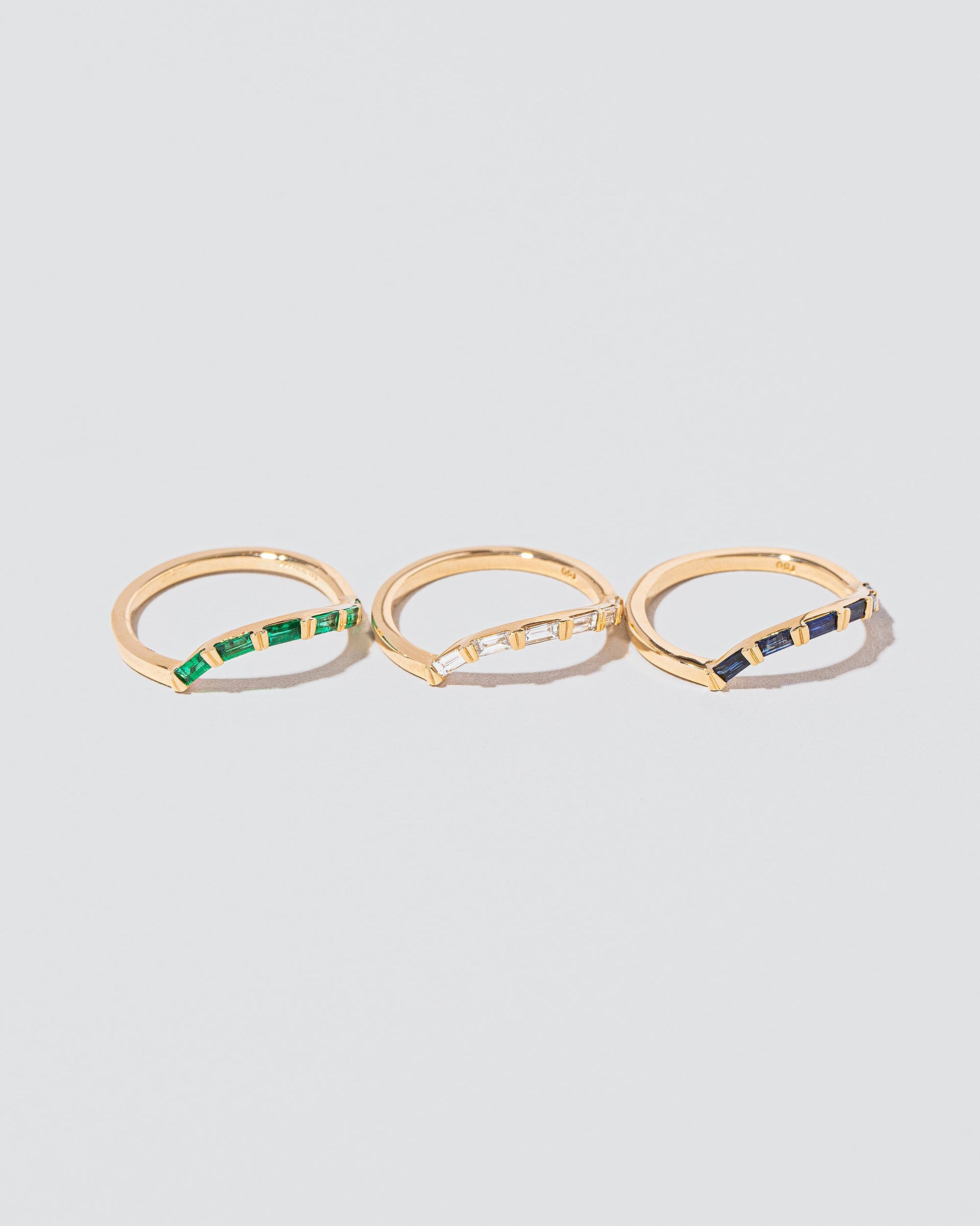Left Slump Bands - Baguette on light color background.