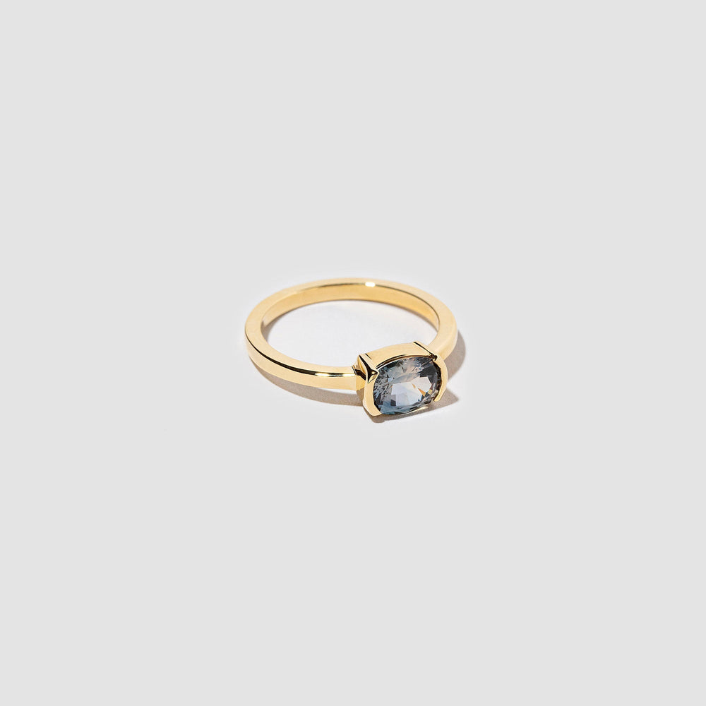 product_details::Closeup details of the Heartline Ring on light color background.