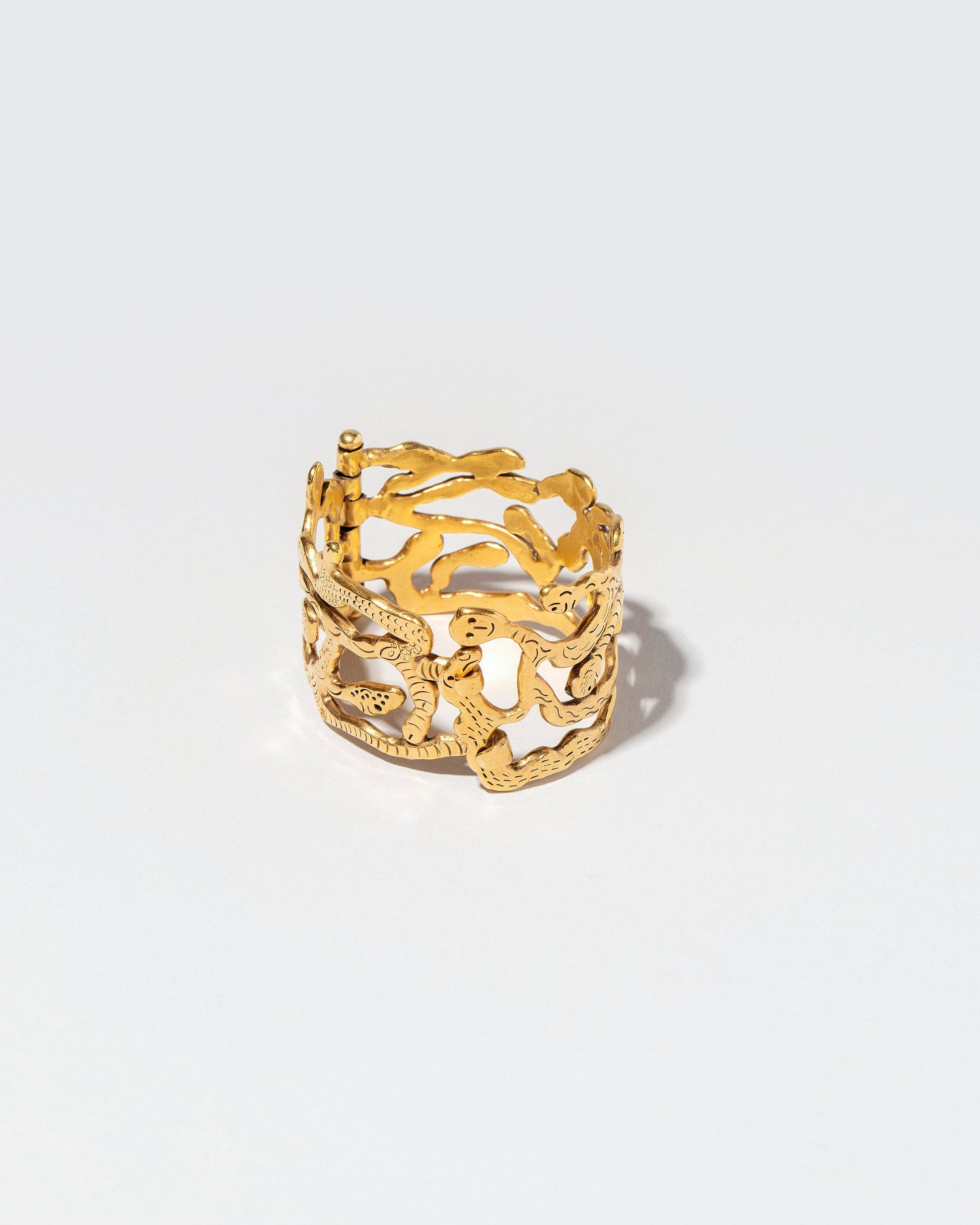 Closeup details of the Jean Mahie Cuff on light color background.