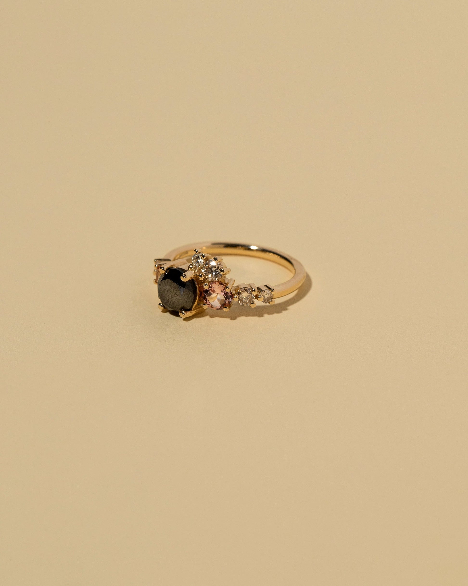  Luna Ring - Black Diamond on light color background.